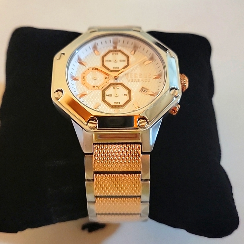 Versace Versus Men's Kowloon Oaek Two-Tone (Rose Gold) Bracelet Watch 45mm